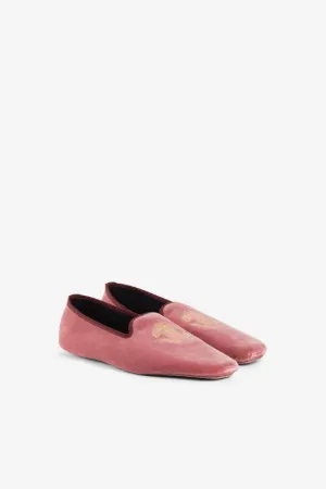 Mirror Snake-Embroidered Velvet Slippers 