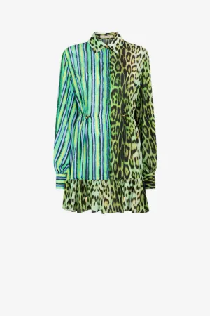 mix-print shirt dress
