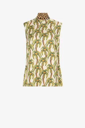 mix-print sleeveless top 