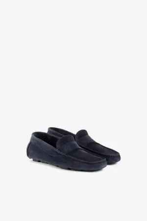Mocassins en daim à logo brodé
