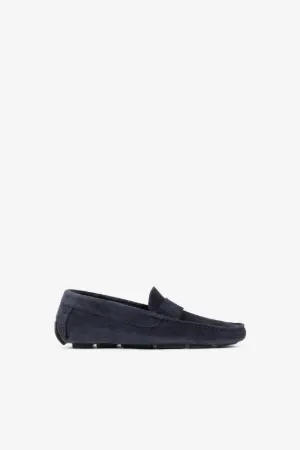 Mocassins en daim à logo brodé