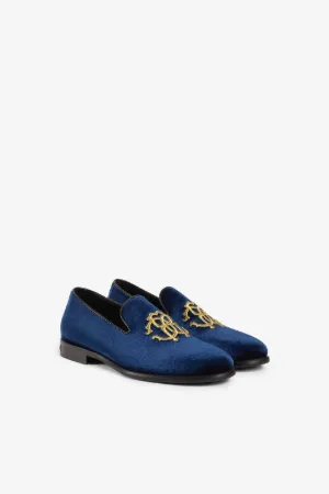 Mocassins en velours à broderie RC Monogram