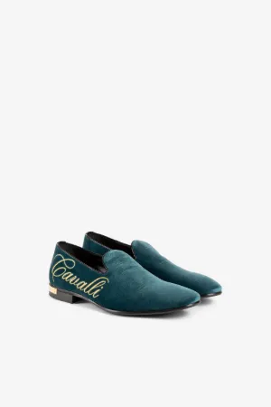 Mocassins en velours à logo brodé