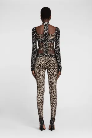 Mono con aberturas y estampado Cheetah de jacquard