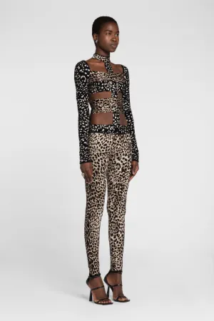 Mono con aberturas y estampado Cheetah de jacquard