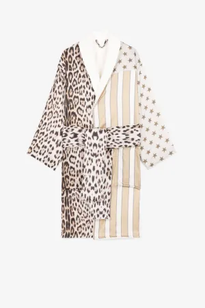 Morgenmantel mit Patchwork-Print