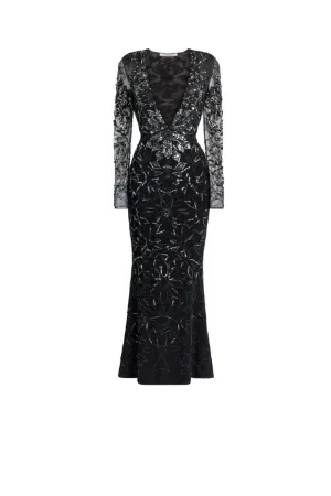 Mosaic embellished fishtail dress