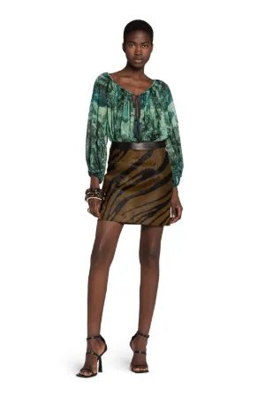 Nature-Print Silk Blouse