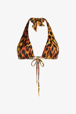 Neckholder-Bikinioberteil mit Jaguar-Print