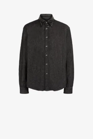 Nietenbesetztes Denim-Shirt