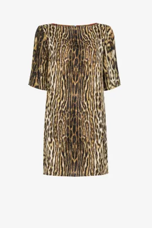 Ocelot And Tartan-Print Mini Dress