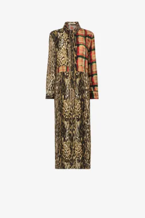 Ocelot And Tartan-Print Shirt Dress