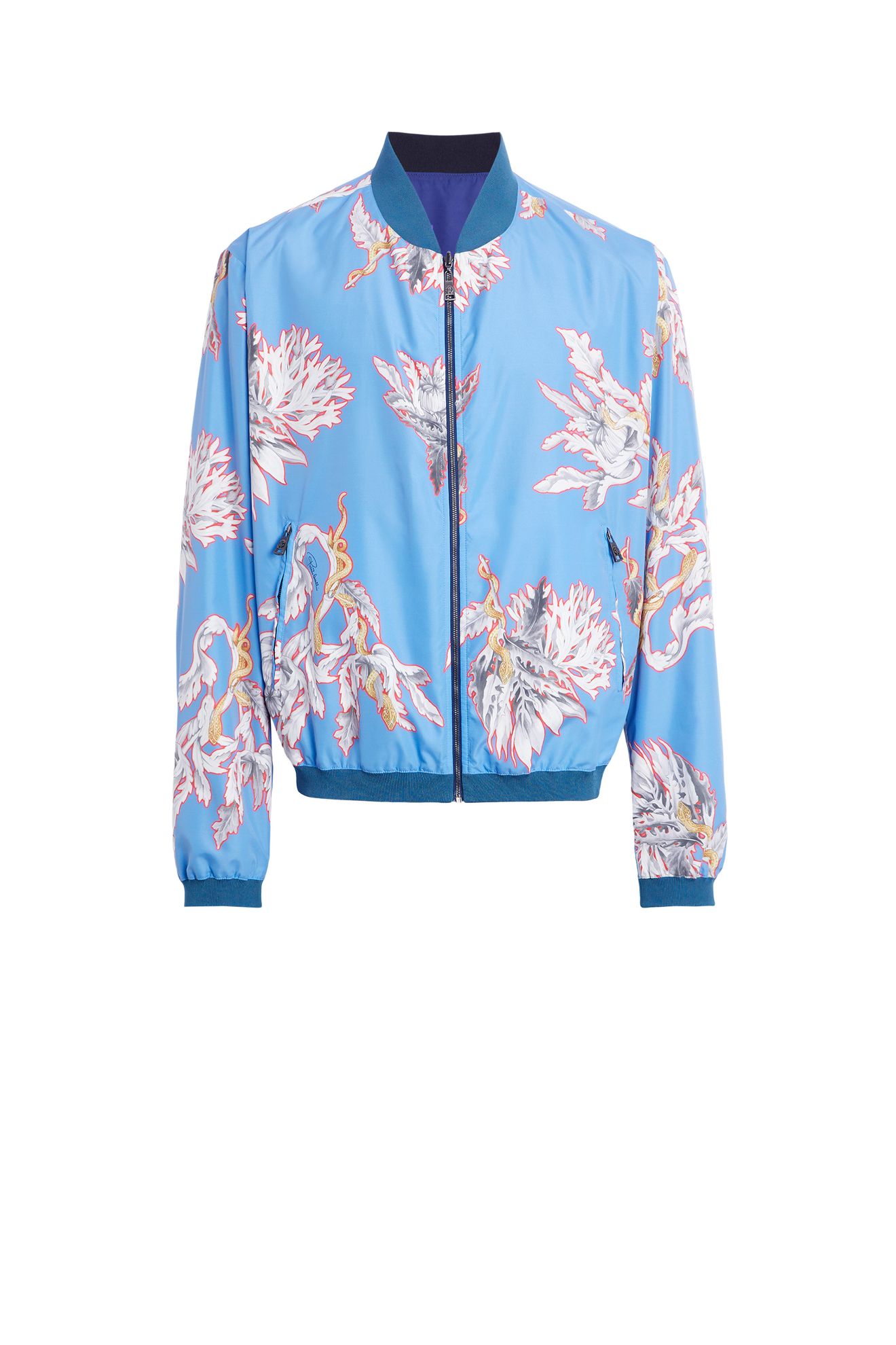 navy floral bomber jacket