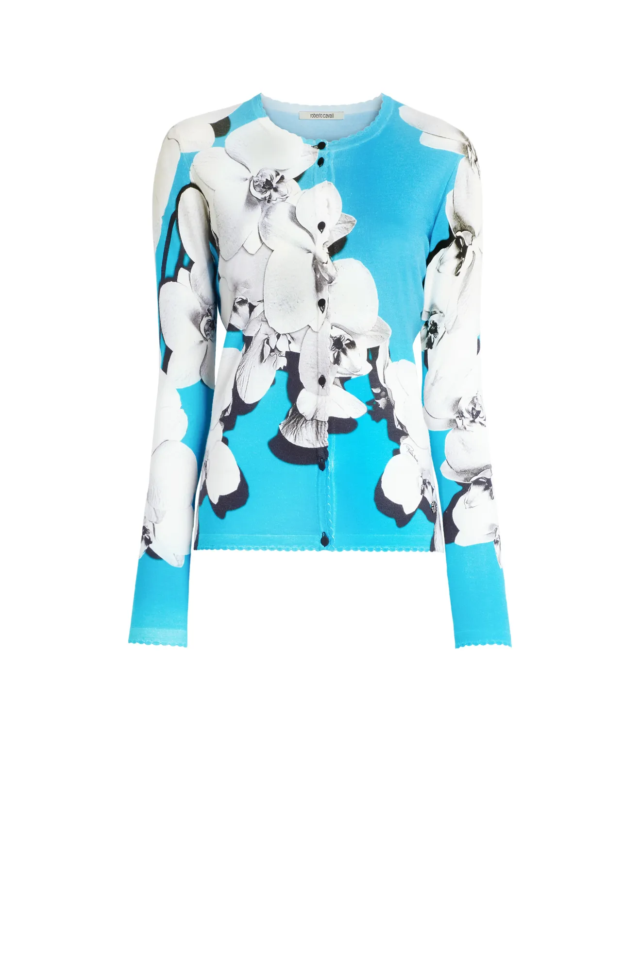 Orchid print cashmere cardigan 