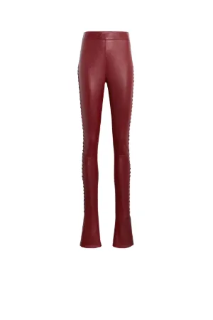 Oxblood Leather And Jersey Trousers 