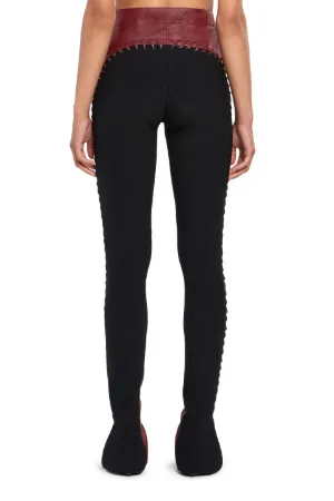 Oxblood Leather And Jersey Trousers 
