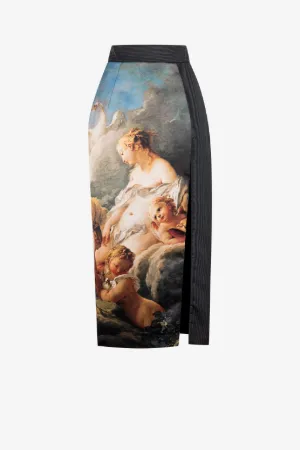 Painting-Print Pencil Skirt