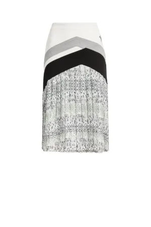 Panelled Python-Print Pleated Skirt