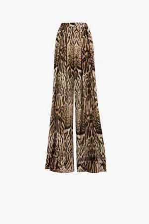Pantalón ancho de terciopelo con estampado Ocelot