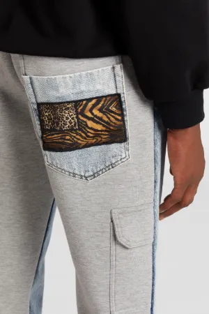 Pantalón con cordón y parche Animalier Patchwork
