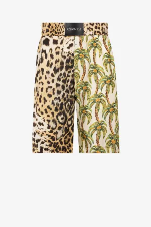 Pantalón corto con estampados Leopard y Palm Tree