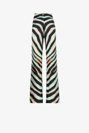 Pantalón de seda con estampado Zebra