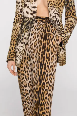 Pantalon droit à imprimé jaguar