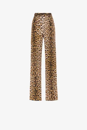 Pantalon droit à imprimé jaguar