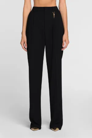 Pantalon droit à pinces et ornement Tiger Tooth