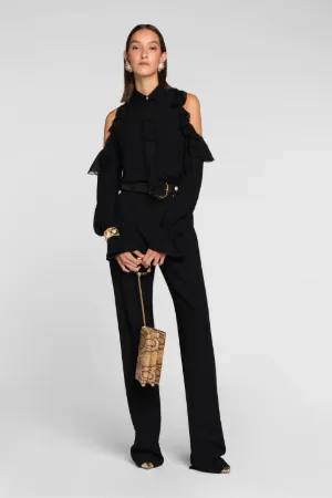 Pantalon droit à pinces et ornement Tiger Tooth