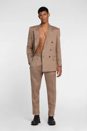 Pantalon droit en lin à tête de panthère