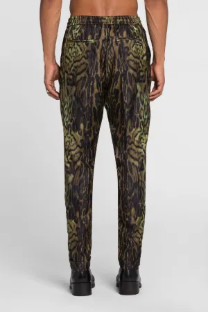 Pantalon en soie à imprimé ocelot