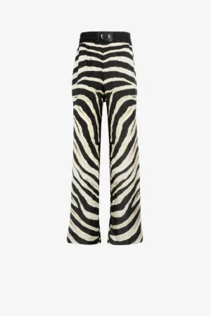 Pantalon en soie à imprimé Zebra
