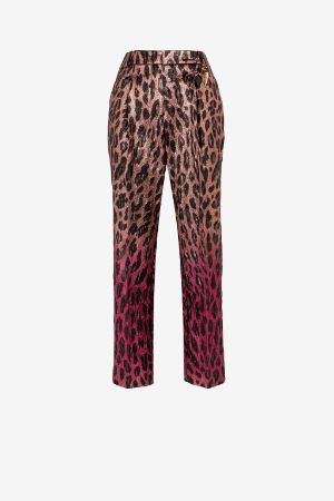 Pantalon métallisé à motif jaguar en jacquard