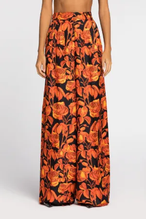 pantalones anchos con motivo floral