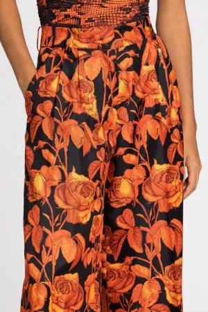 pantalones anchos con motivo floral