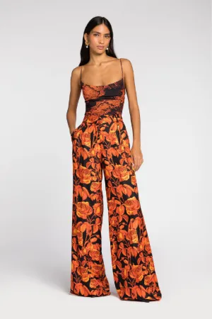 pantalones anchos con motivo floral