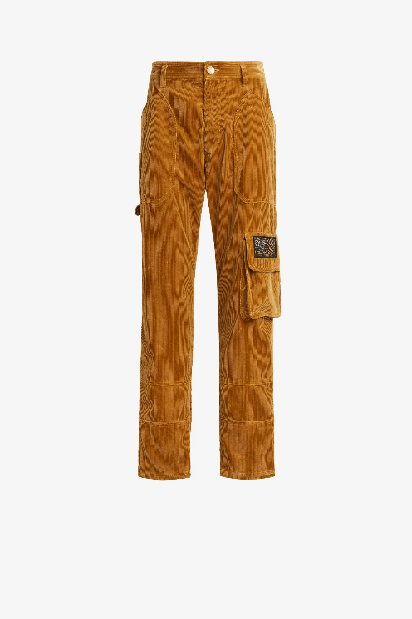 Pantalones cargo de pana con parche Animalier Patchwork - Tienda Online  Oficial de Roberto Cavalli®