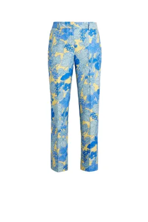 pantalones de algodón con flores en jacquard