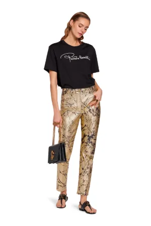 Pantalones de cuero metalizados