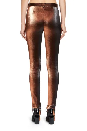 pantalones de lúrex stretch con efecto metalizado