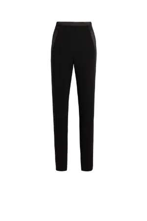 pantalones negros de crepé de lana stretch