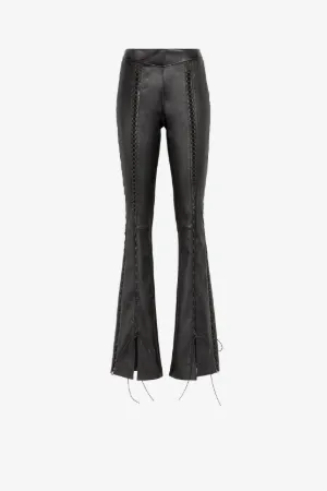 Pantaloni in pelle con lacci