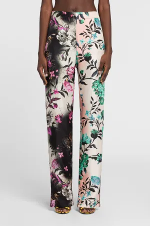 Pantaloni in seta con stampa Flower Felix -Sito ufficiale di Roberto  Cavalli®
