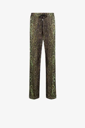 Pantaloni in seta con stampa Ocelot