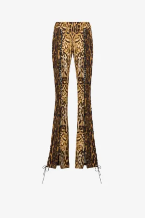 Pantaloni svasati con stampa Ocelot
