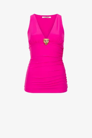 Panther Head Gathered Top