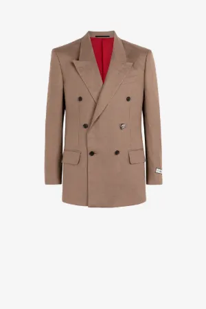 Panther Head Linen Double-Breasted Blazer