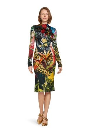 Inademen Ziektecijfers Weigering Paradise Found print satin dress | Roberto Cavalli Cocktail & Party Dresses