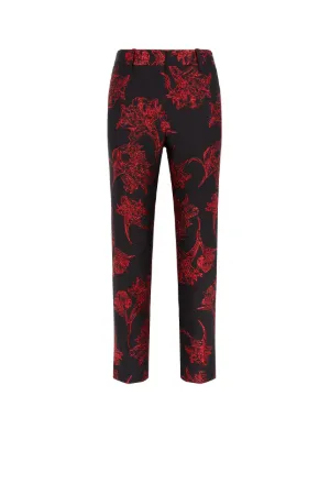 Parrot Tulip-Embroidered Cropped Trousers